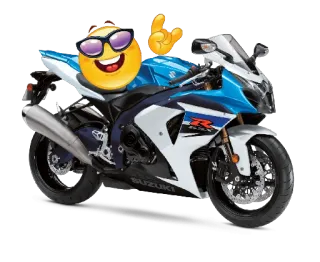 🏍 moto, Suzuki, véhicule, emoji, lunettes de soleil, rock'n'roll whatsapp sticker