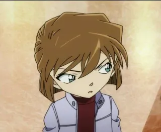 😒 Ai Haibara Detective Conan anime, kreskówka, detektyw, poważny, dziewczyna telegram sticker