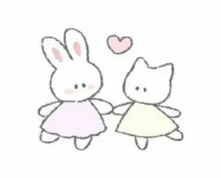 🤍 conejo, gato, lindo, animales, amistad, dibujos animados telegram sticker