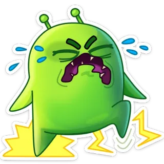 😥 monstruo, verde, dibujos animados, rayo, enojado, llorando, alienígena, pegatina telegram sticker
