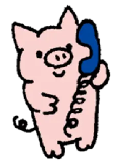 ☎️ cerdo, animal, teléfono, comunicación, dibujo animado, mono, rosa, divertido telegram sticker