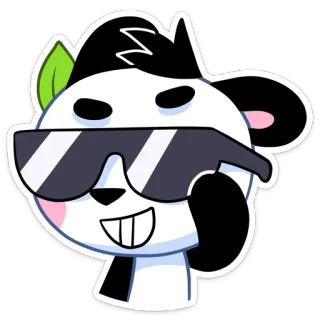 😎 Panda, Dessin animé, Cool, Lunettes de soleil, Mignon, Animal telegram sticker