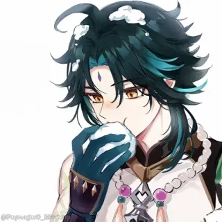 💠 Xiao Genshin Impact Xiao, Genshin Impact, anime, video game, fan art, snowball whatsapp sticker