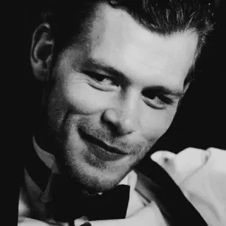 😊 Klaus Mikaelson The Vampire Diaries man, portrait, smile, bowtie, suit telegram sticker