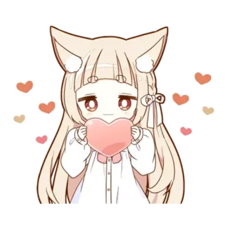 🥰 cat girl, anime, hearts, kawaii, cute, sticker, manga telegram sticker