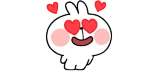 😍 coniglio, amore, cuore, carino, cartone animato, emoji telegram sticker