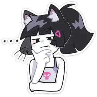 🤔 ... Anime, Chica gato, Pensando, Dibujo animado, Pegatina, Lindo, Coleta, Cráneo telegram sticker