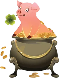 🐷 maiale, fortuna, trifoglio, pentola, oro, monete telegram sticker