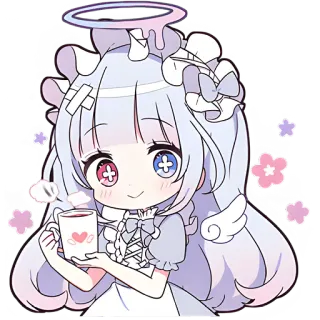 ☕ anime, cute, angel, chibi, kawaii, sticker, coffee telegram sticker