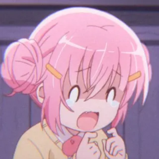 🤯 Anime, Desenho animado, Fofo, Cabelo rosa, Chocado, Surpreso, Preocupado telegram sticker