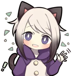 👋 Anime, Fille chat, Mignon, Dessin animé whatsapp sticker