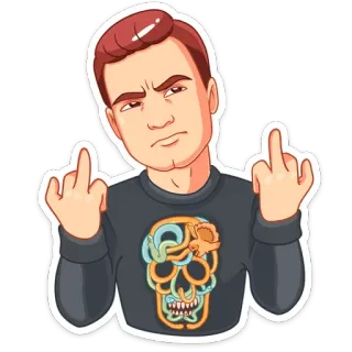 🖕 นิ้วกลาง, ก้าวร้าว, ท่าทาง, การ์ตูน, ผู้ชาย, โกรธ, หยาบคาย telegram sticker
