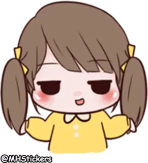 🤷‍♀ @MHStickers мультфильм, стикер, девочка, милая, хвостики telegram sticker