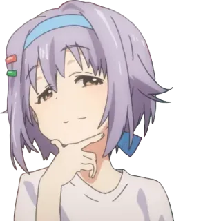 🤔 Anime, Garota, Fofa, Pensando, Presunçosa, Sorriso, Travessa telegram sticker