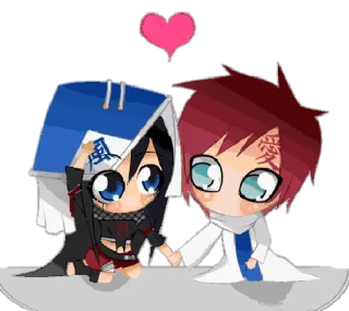 ❤ Gaara Naruto 風愛 Anime, Chibi, Cinta, Hati, Kartun, Pasangan whatsapp sticker