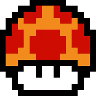 🍄 Mushroom Super Mario Bros. гриб, видеоигра, пиксель арт, ретро, Super Mario, улучшение telegram sticker