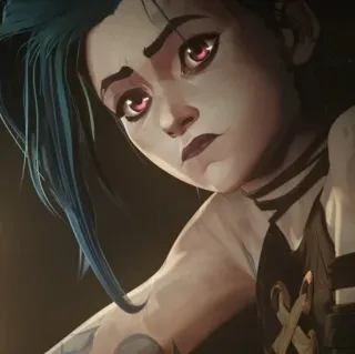 🌀 Jinx Arcane Anime, Dibujos animados, Videojuego, League of Legends, Jinx, Pelo azul telegram sticker
