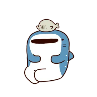 😀 アザラシ, クジラ, かわいい, 動物, 漫画, イラスト telegram sticker