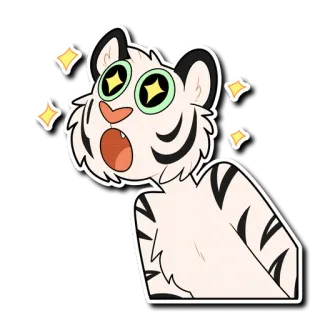 🤩 tygrys, biały tygrys, kreskówka, zwierzę, naklejka, wyraz telegram sticker