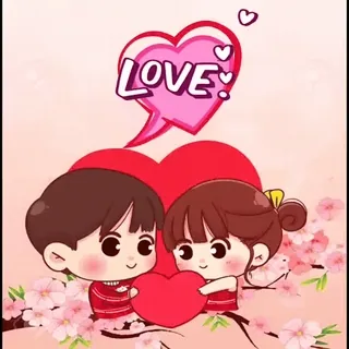 😍 LOVE love, heart, cartoon, couple, romance, cute whatsapp sticker