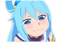 😨 Aqua Anime, Pianto, Triste, Kawaii, Carino, Ragazza Anime whatsapp sticker