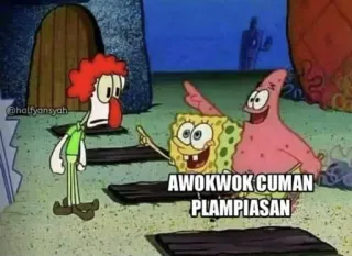 🤡 Spongebob AWOKWOK CUMAN PLAMPIASAN Spongebob, Meme, Kreskówka, Skalmar, Patryk telegram sticker