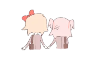 💕 Anime, Kreskówka, Słodkie, Przyjaźń, Dziewczyny, Trzymanie się za ręce telegram sticker