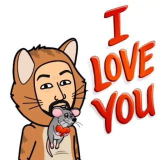 😍 I LOVE YOU cinta, pesan, bitmoji, tikus, hati whatsapp sticker