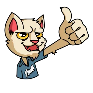 👍 MDK gatto, pollice in su, cartone animato, animale, positivo, illustrazione, mdk telegram sticker