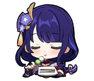 🍡 Raiden Shogun Genshin Impact anime, manga, game, chibi, cute, eating, dango telegram sticker