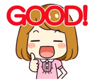👍 GOOD! thumbs up, girl, good, cartoon, positive whatsapp sticker