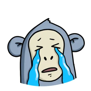 😭 huilen, aap, verdrietig, tranen, cartoon telegram sticker