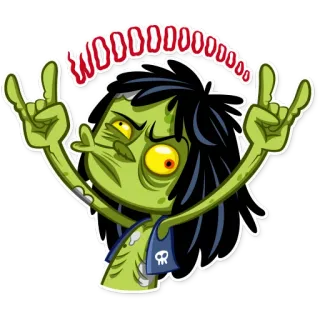 🤘 WOOOOOOOOO zombie, monster, cartoon, spooky, halloween whatsapp sticker