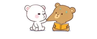 🦋 bear, cartoon, cute, couple, love, reading telegram sticker