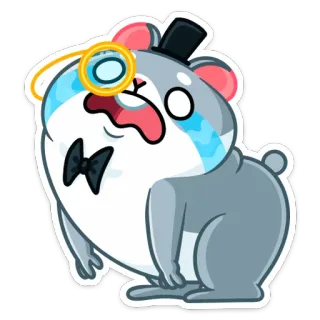 😭 仓鼠, 单片眼镜, 悲伤, 哭泣, 可爱, 动物, 正式, 卡通 telegram sticker