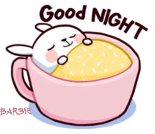 😴 Good NIGHT спокойной ночи, спать, кролик, чашка, милый telegram sticker