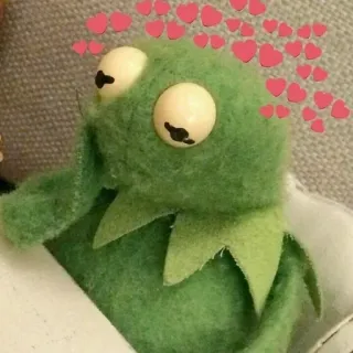 🐸 Kermit Kermit la Rana, amore, cuori, Muppet, carino, meme, rassicurante telegram sticker