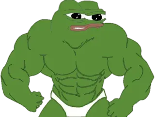 💪 Pepe the Frog カエル, ミーム, インターネット, ペペ, ボディービルダー, 筋肉質 telegram sticker