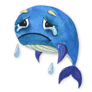 😢 baleine, triste, pleurs, animal, bleu, eau, océan telegram sticker