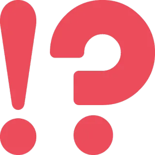 👀 ponctuation, point d'interrogation, point d'exclamation, confusion, rouge, symbole whatsapp sticker