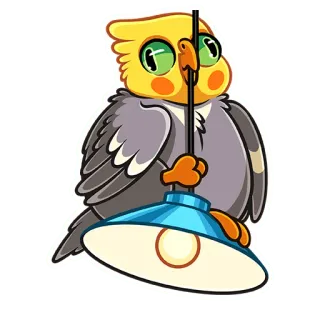💡 pássaro, calopsita, luz, lâmpada, papagaio, fofo telegram sticker