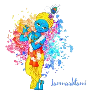 😇 Krishna Janmashtami 印度教, 神, 宗教, 神, 笛子 telegram sticker