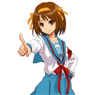 👈 Haruhi Suzumiya The Melancholy of Haruhi Suzumiya Аниме, школьница, персонаж, Харухи Судзумия telegram sticker