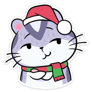 😏 แมว, คริสต์มาส, ฤดูหนาว, น่ารัก, แฮมสเตอร์, ผ้าพันคอ, หมวกซานต้า, วันหยุด telegram sticker