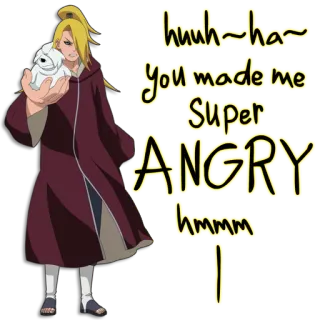👿 Deidara Naruto huuh~ha~ 
you made me
Super
ANGRY
hmmm! Anime, Deidara, Naruto, Enojado whatsapp sticker