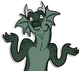 😐 dragão, desenho animado, dando de ombros, indiferente, fantasia telegram sticker