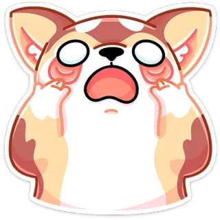 😱 만화, 강아지, 슬픈, 이모지, 표정, 귀여운 telegram sticker