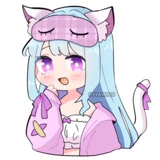 😏 @HAWKS Chibi, Ragazza, Mascherina per dormire, Carino, Anime, Pigiama, Cartone animato whatsapp sticker