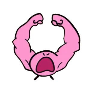 💪 Kirby カービィ, 怒り, アニメ, ピンク, 強い, 腕, ゲーム telegram sticker