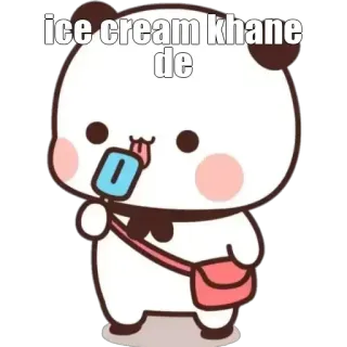 😋 ice cream khane de glace, panda, mignon, dessin animé, glace à l'eau whatsapp sticker